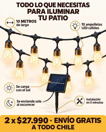 Guirnalda Solar 10M 10 Ampolletas (2x1)