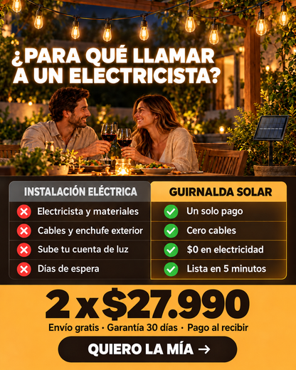Guirnalda Solar 10M 10 Ampolletas (2x1)
