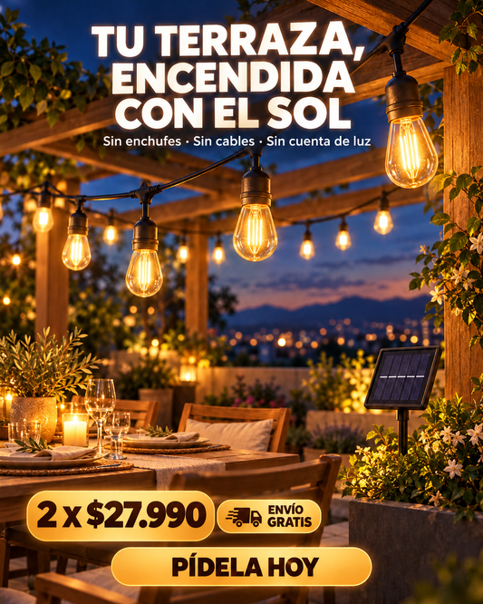 Guirnalda Solar 10M 10 Ampolletas (2x1)