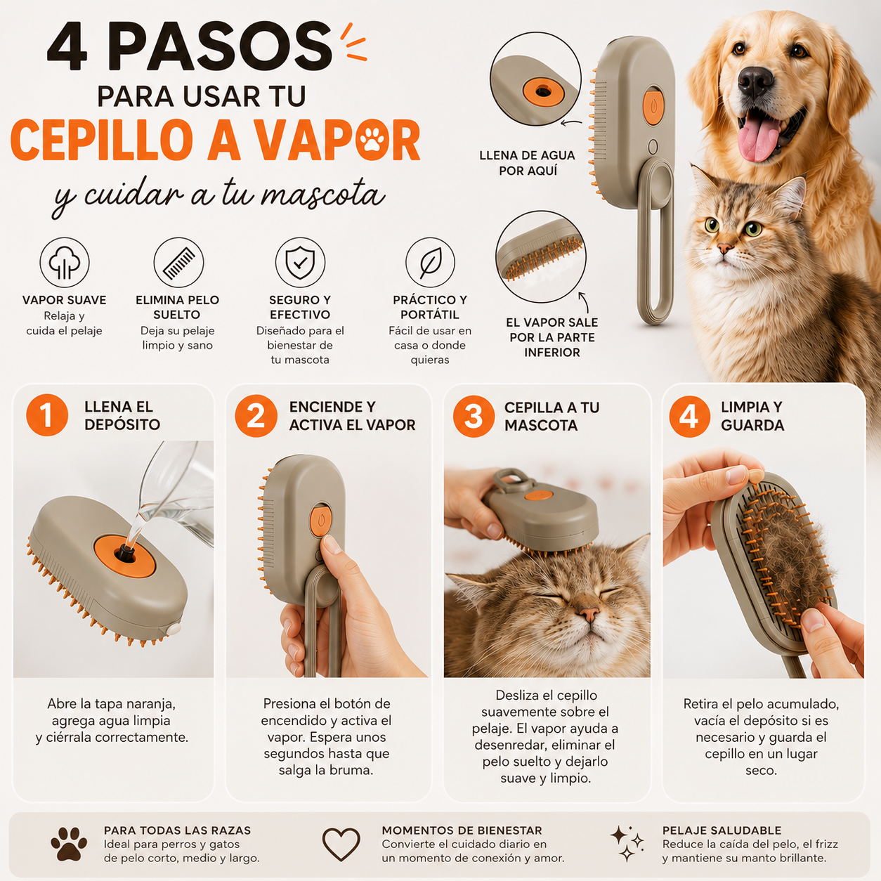 Cepillo VAPOPET™ para mascotas
