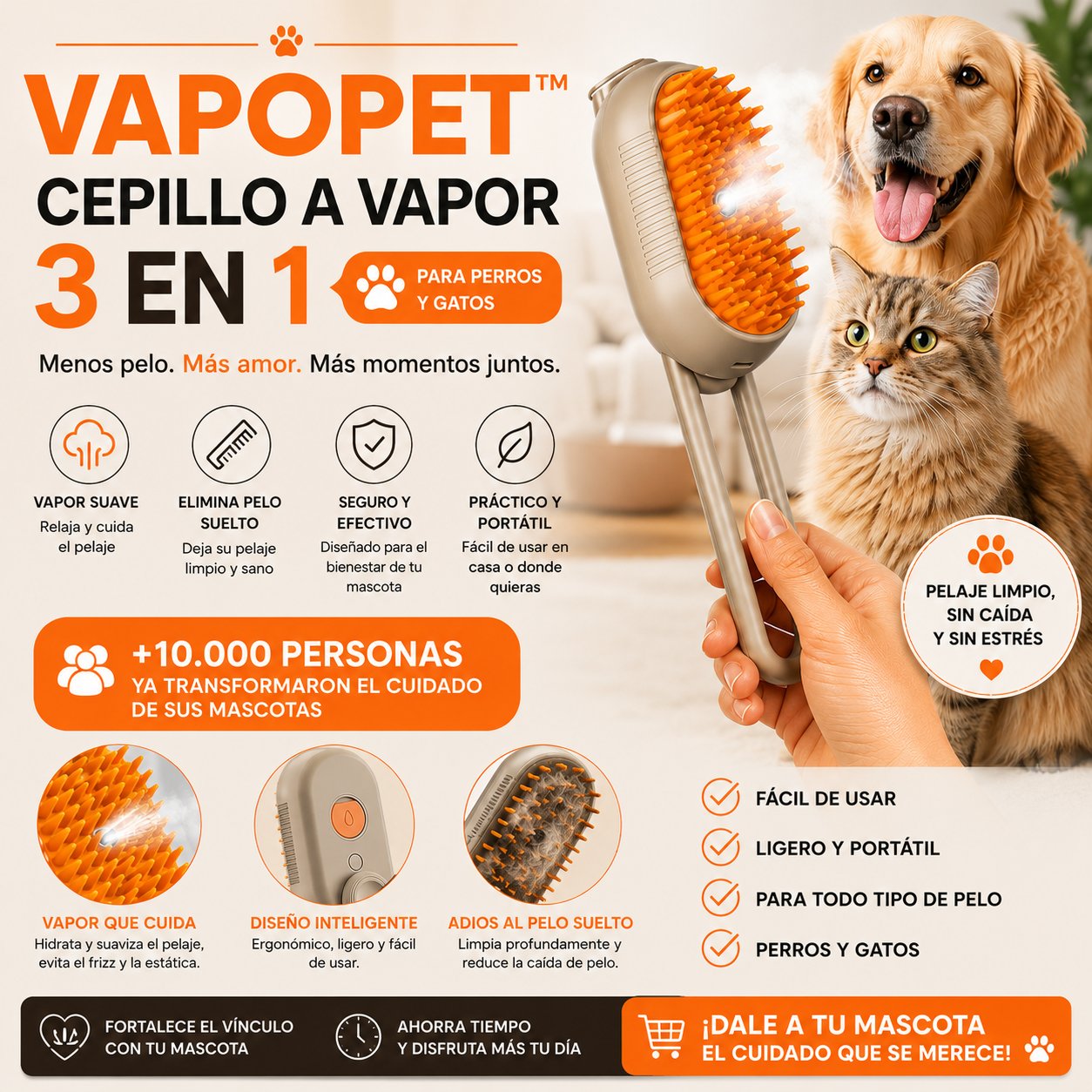 Cepillo VAPOPET™ para mascotas